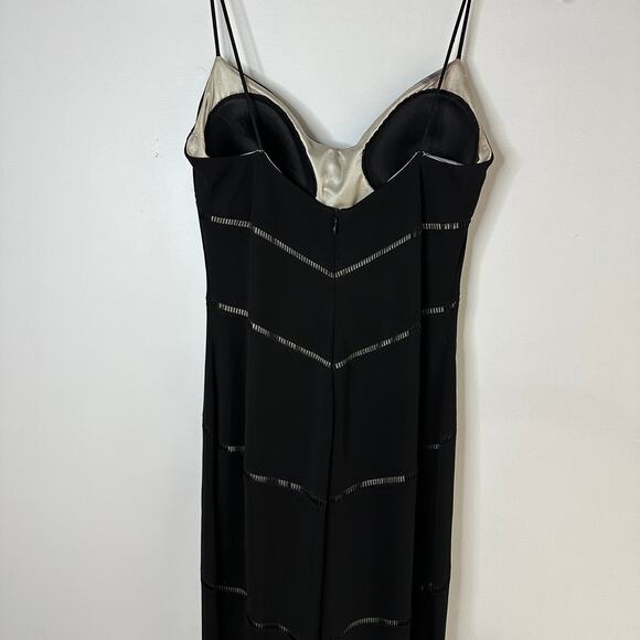 DAVID MEISTER Black Spaghetti Strap Padded Black Dress, Size 4 - Picture 3 of 11